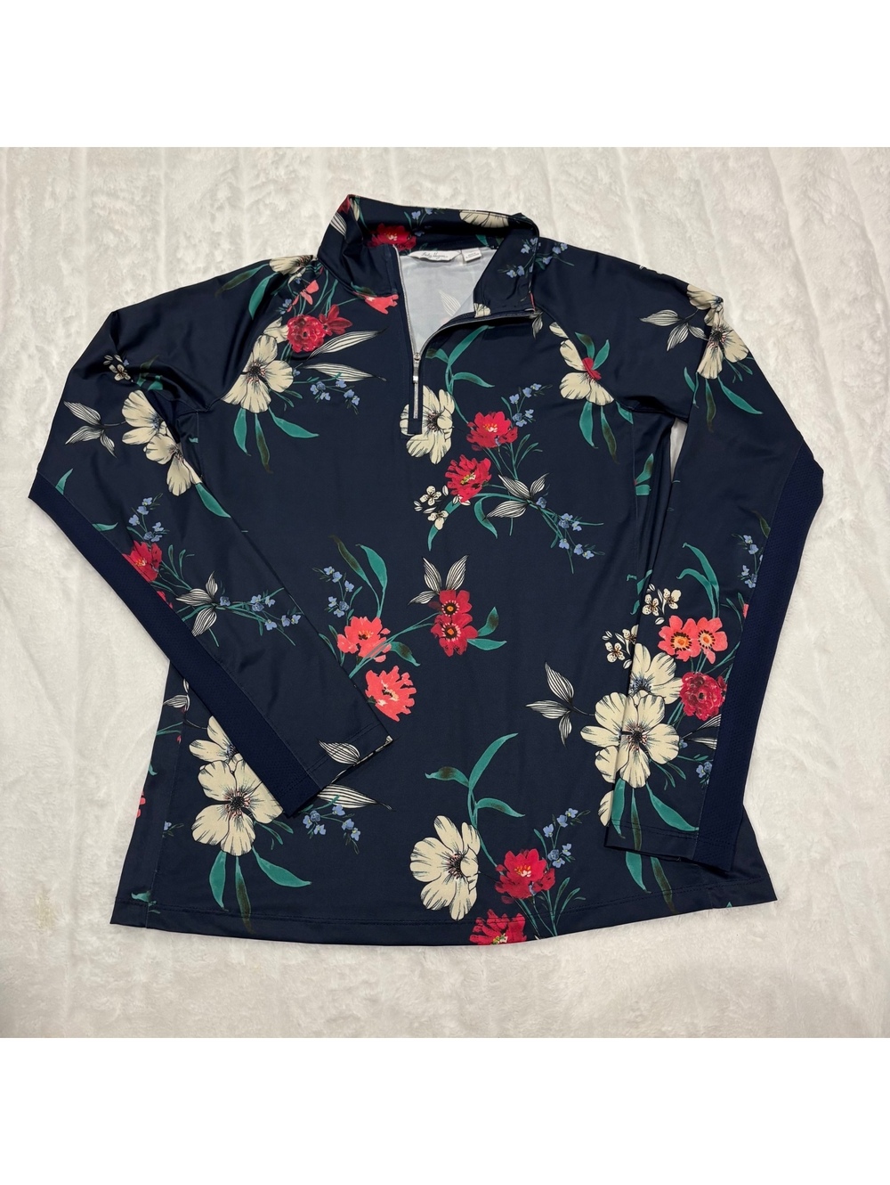 Lady Hagen Floral Print Long Sleeve Pullover Women Small Polyester Top